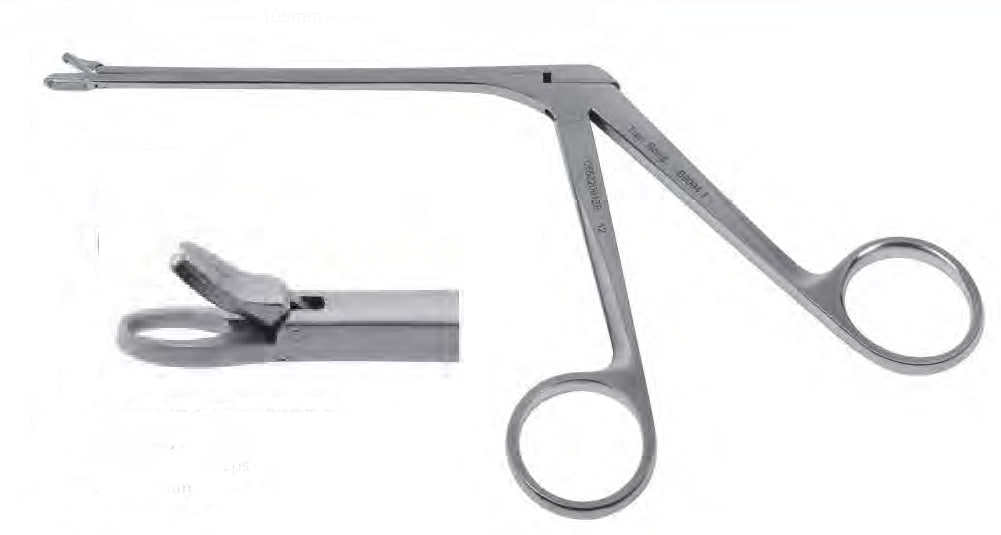 Щипці-викушувач пробивні прямі, овальні отоларингологічні, хірургічні, по типу конхотома, довжина 100 мм, нержавіюча сталь TianSong B2530